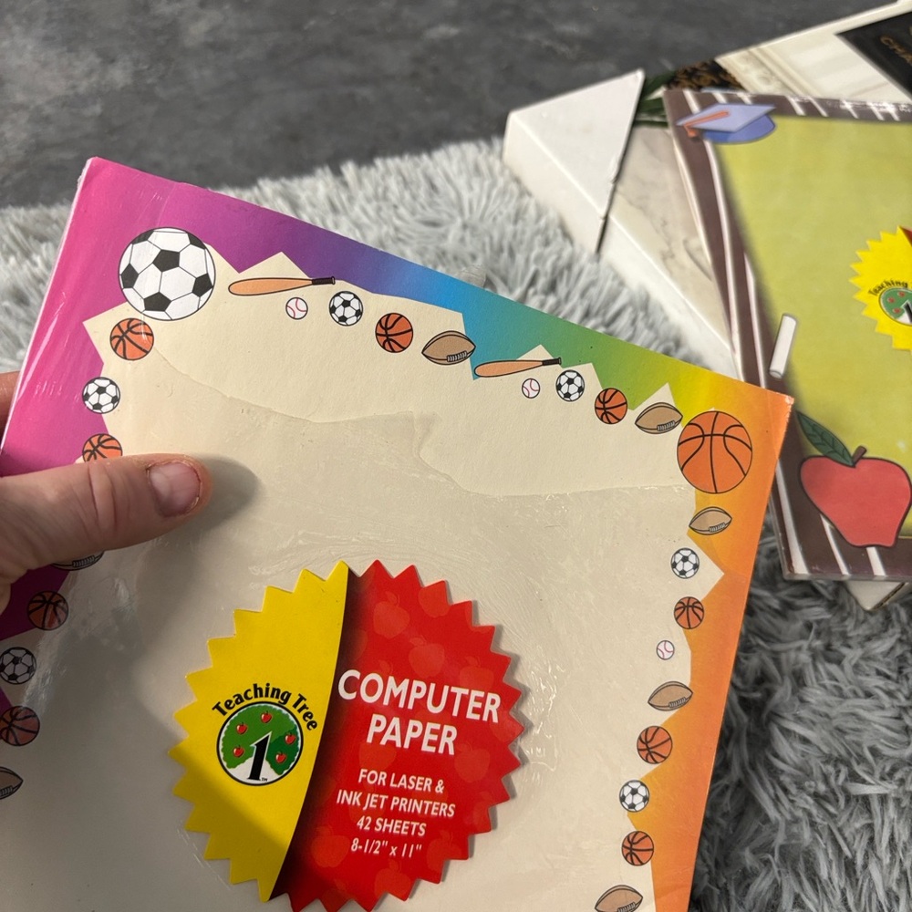 NWT NIP Teaching Tree 3 Packs Colorful Computer Paper Set Laser & Ink Jet 8.5x11 - Picture 5 of 16